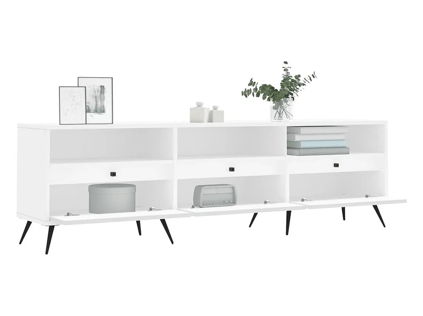 Joël Mueble de TV madera contrachapada blanco 150x30x44,5 cm