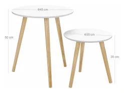 Juego de 2 mesas de centro redondas para cafetería/mesita de noche estilo escandinavo minimalista moderno para salón/dormitorio color blanco 12_0002956