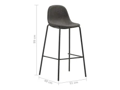 Juego de 4 sillas de bar de tela gris oscuro