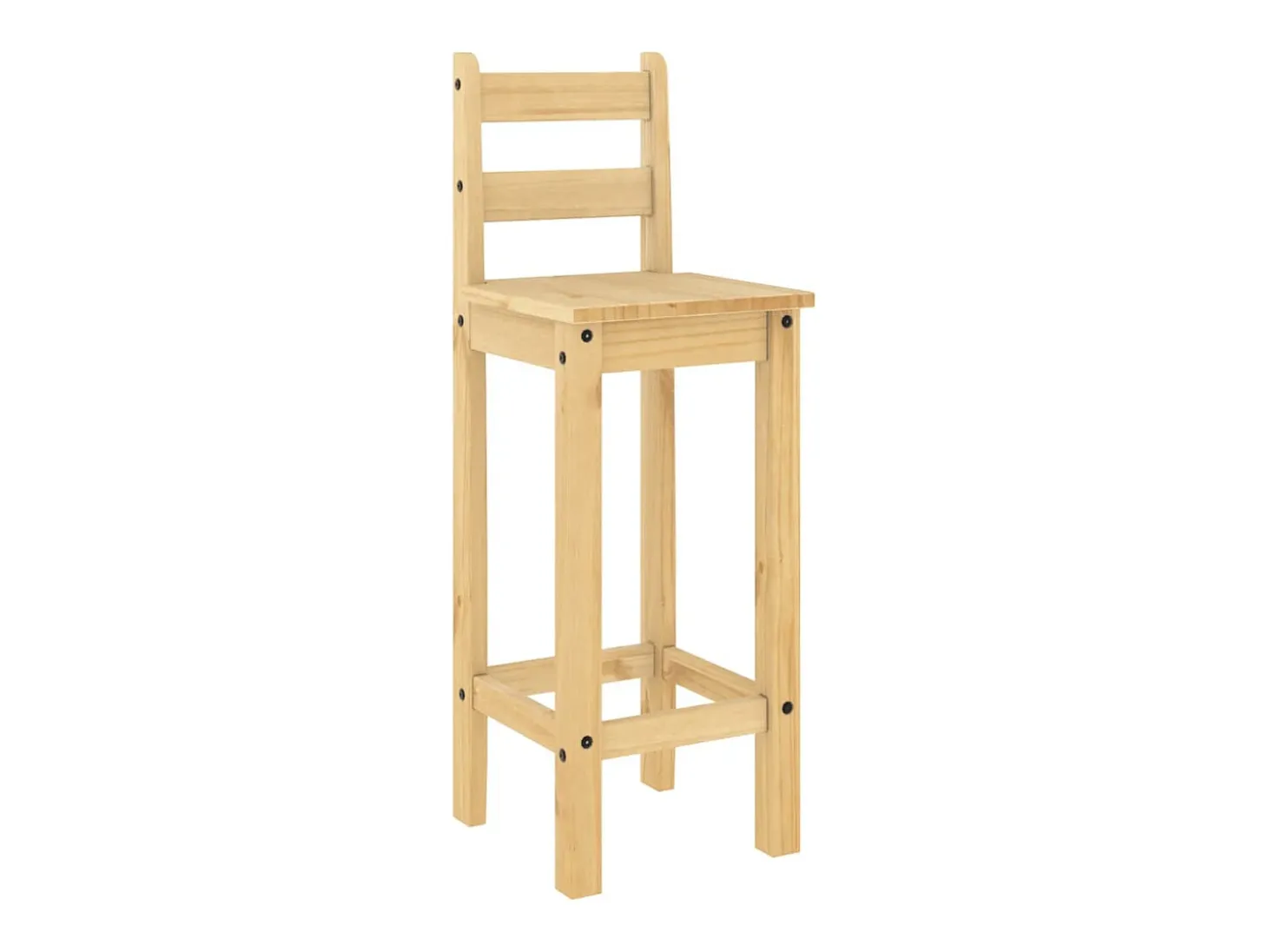 Juego de 2 sillas de bar de madera maciza de pino