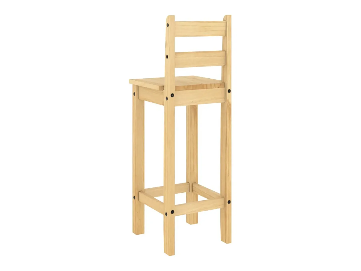 Juego de 2 sillas de bar de madera maciza de pino