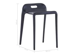 Juego de 4 taburetes apilables de plástico negro