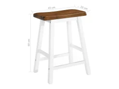 Juego de 2 taburetes de bar de madera maciza