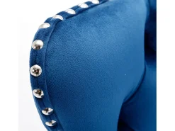 Juego de 2 taburetes de bar giratorios en terciopelo - Altura regulable de 63,5 a 84 cm - Azul y plata