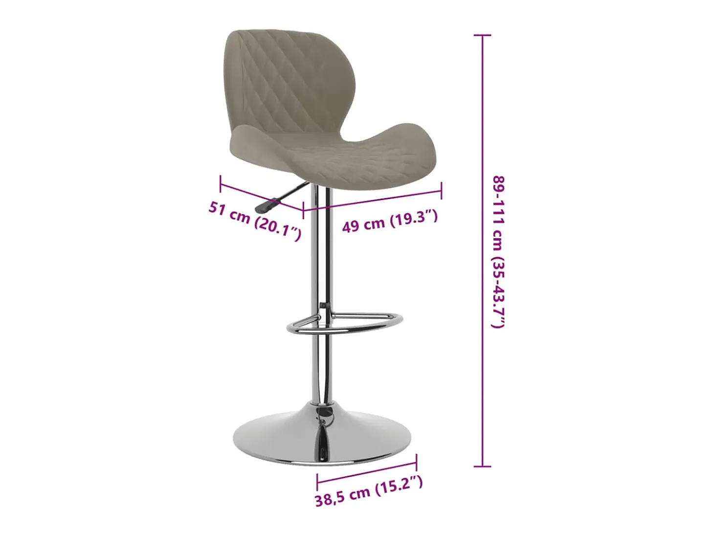 Juego de 2 taburetes de bar de terciopelo gris claro