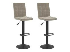 Juego de 2 taburetes de bar de terciopelo gris claro
