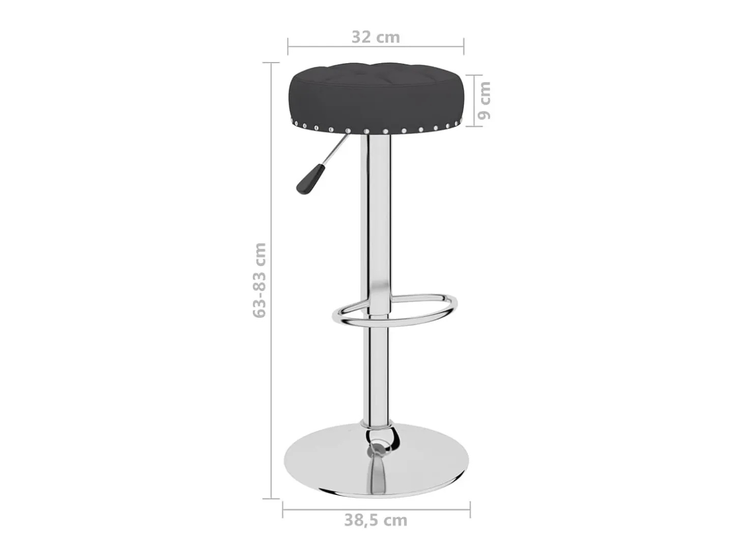 Juego de 2 taburetes de bar de tela negra
