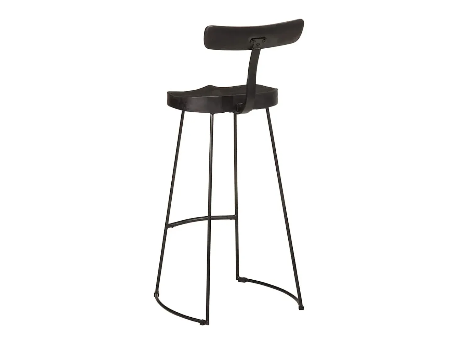 Juego de 2 taburetes de bar negros 49x43x103cm madera maciza de mango