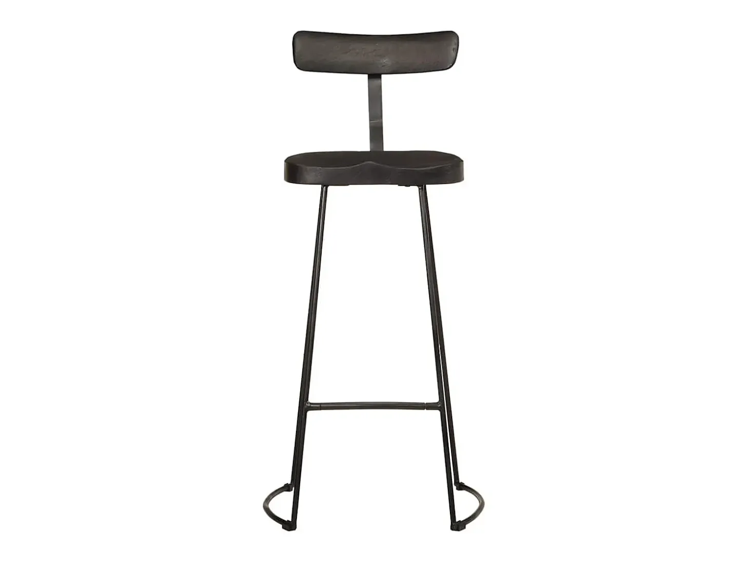 Juego de 2 taburetes de bar negros 49x43x103cm madera maciza de mango