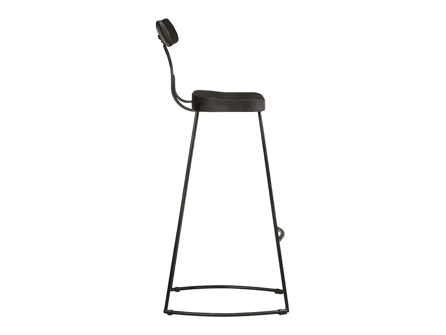 Juego de 2 taburetes de bar negros 49x43x103cm madera maciza de mango