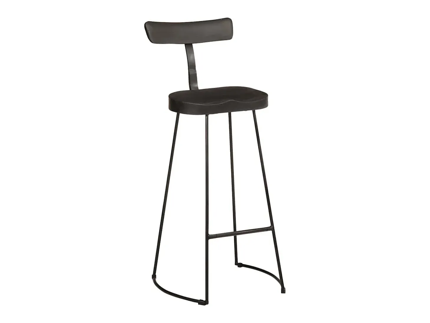 Juego de 2 taburetes de bar negros 49x43x103cm madera maciza de mango