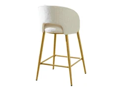 Juego de 2 taburetes de bar de tela beige - Respaldo calado y estructura de metal dorado