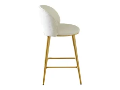 Juego de 2 taburetes de bar de tela beige - Respaldo calado y estructura de metal dorado