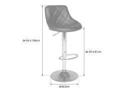 Juego de 2 taburetes de bar en blanco y negro JASPER