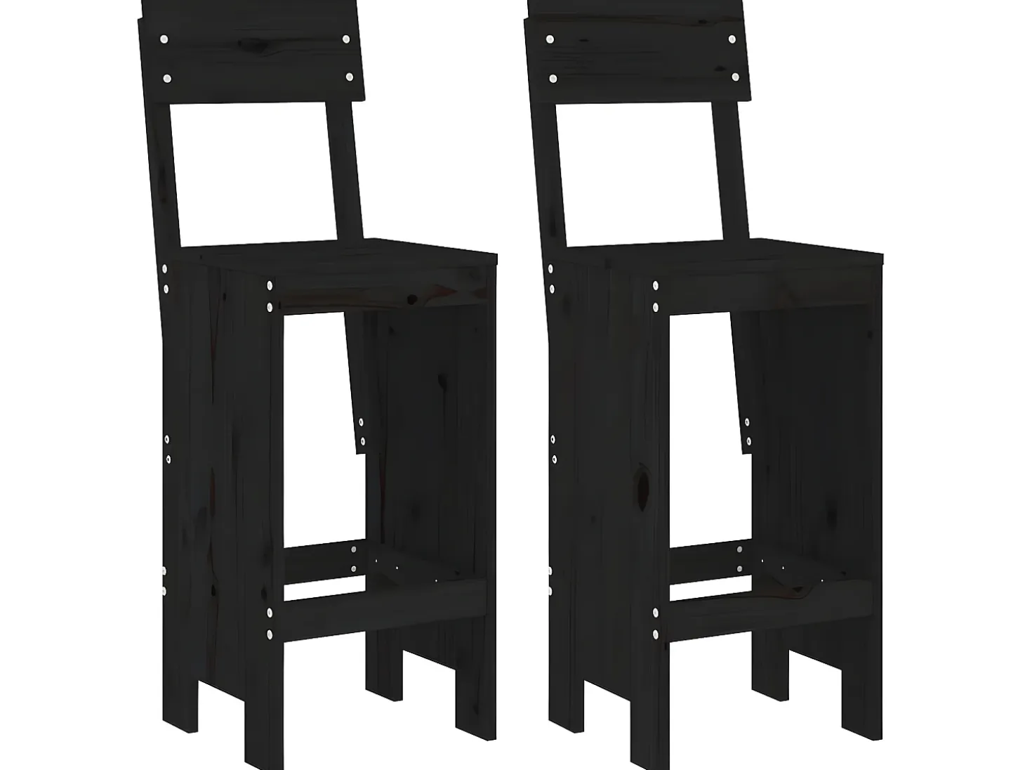 Juego de 2 Taburetes de cocina madera de pino negro 40x48,5x115,5 cm ES29245