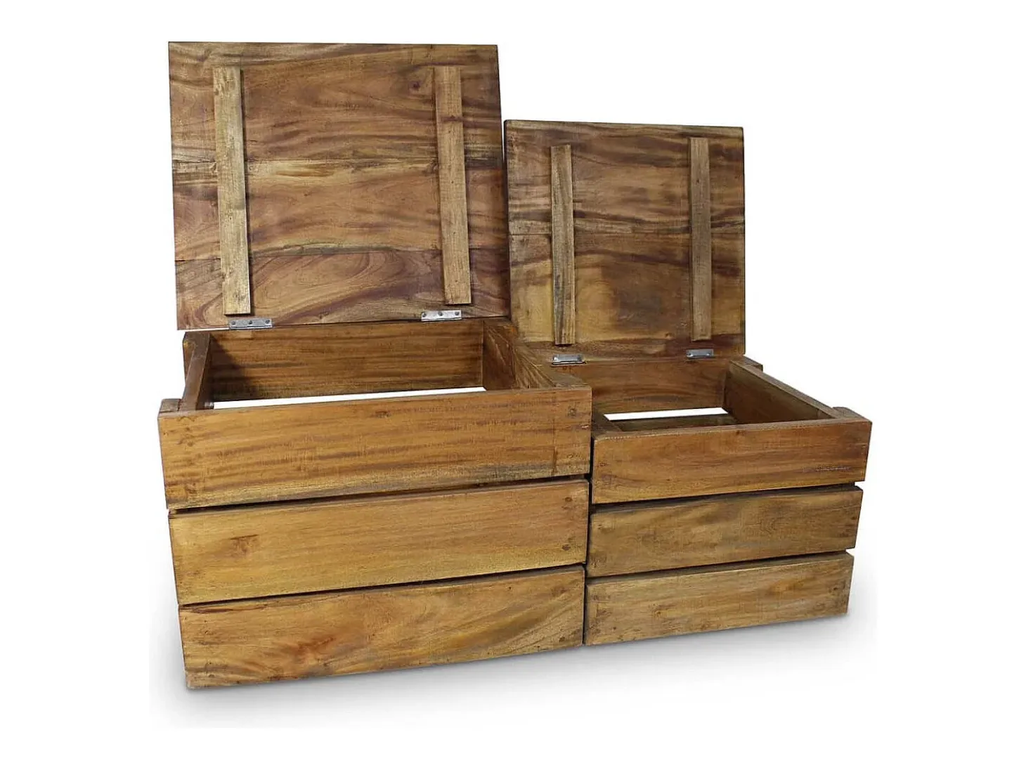 Juego de cajas de almacenaje 2 pzas madera maciza reciclada ES811655