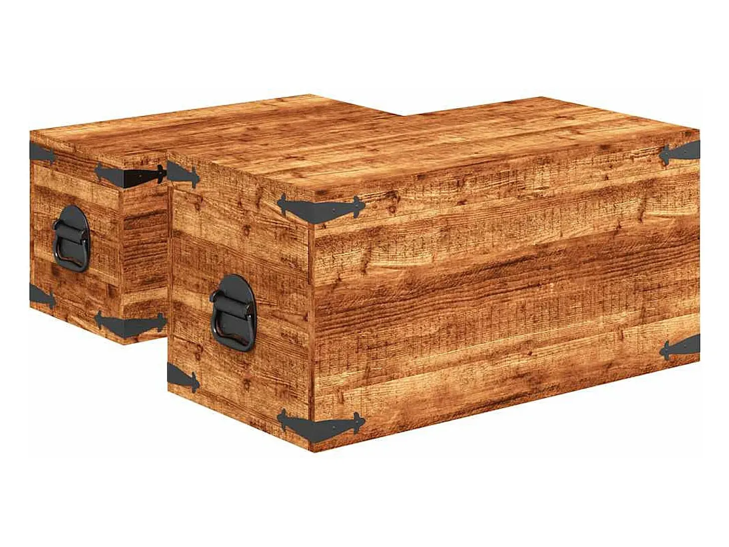 Juego de cofres de almacenamiento 2 uds madera de mango rugosa