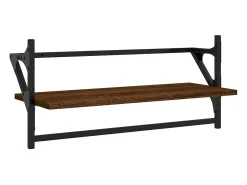 Juego de estantes de pared de 4 piezas con barras, roble marrón