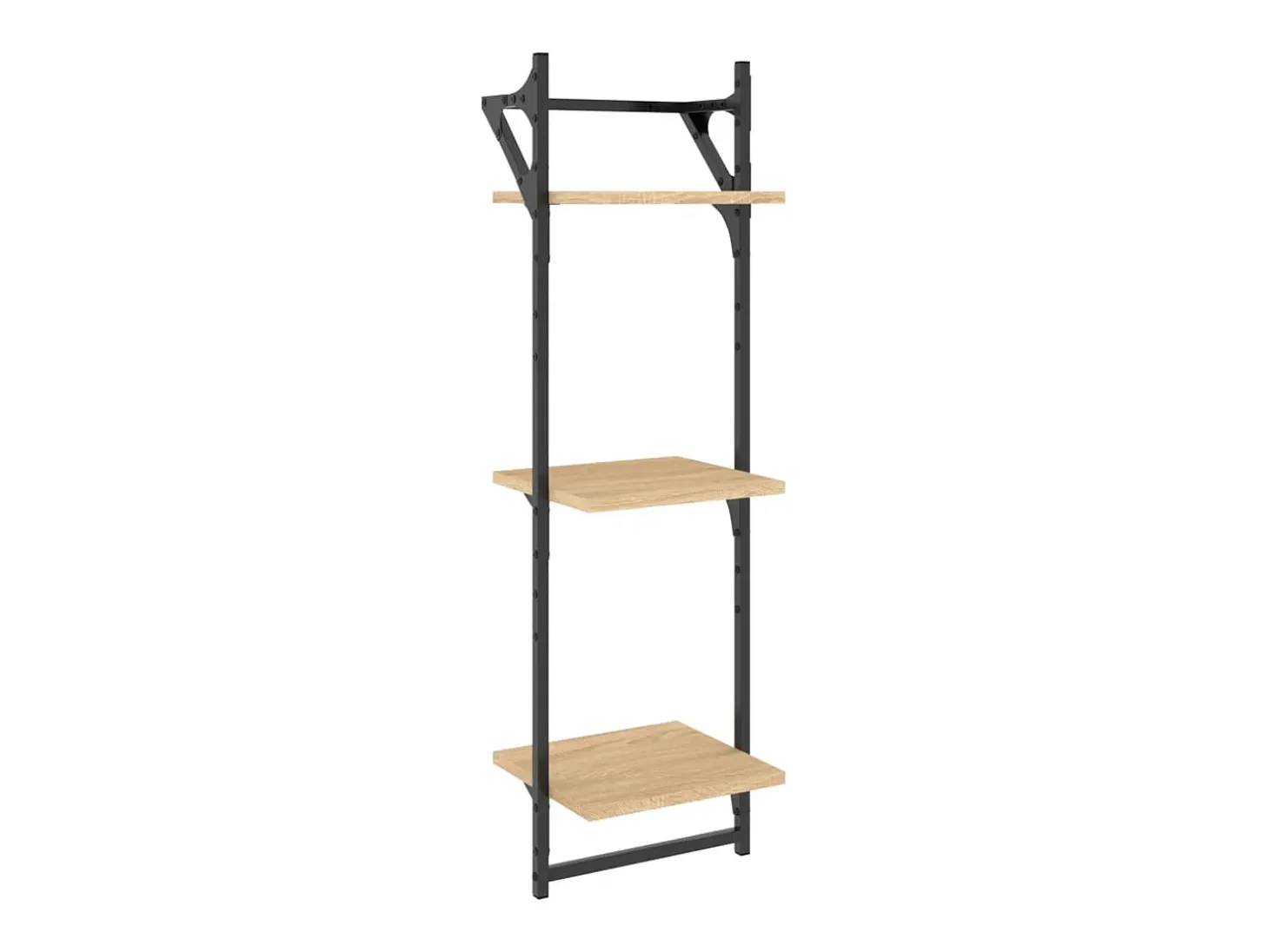 Juego de estantes de pared de 6 piezas con barras, roble Sonoma