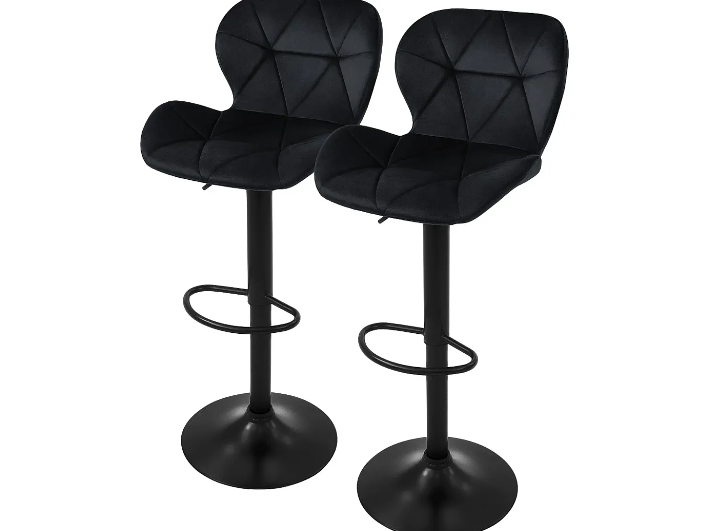Juego 2x taburetes de bar negro sillas con respaldo asientos ajustables 63-83 cm