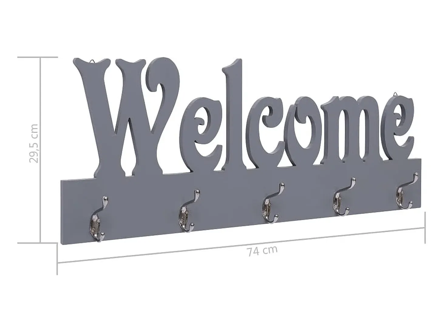 Kadri Perchero de pared WELCOME gris 74x29,5 cm