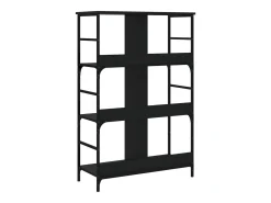 Keith Estantería de madera de ingeniería negra 78,5x33x117,5 cm