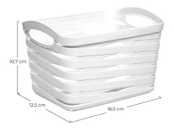 Kit 3 Cestas Medianas Rectangulares 1,5 Litros Blanco 7house