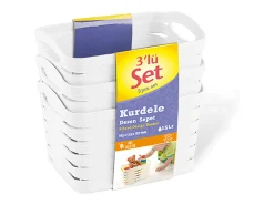 Kit 3 Cestas Medianas Rectangulares 1,5 Litros Blanco 7house