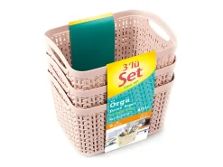 Kit 3 Cestas Rectangulares 1,5 Litros Rosa 7house