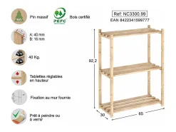 Kit de estantería profundidad 30 cm Natura 3 estantes