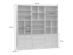 Kit estantería o biblioteca modular con 9 secciones blanco