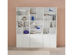 Kit estantería o biblioteca modular con 9 secciones blanco