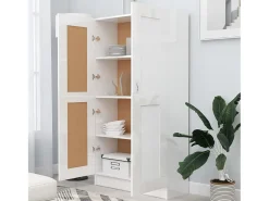 Krimpen aan den IJssel Estantería madera contrachapada blanco brillo 82,5x30,5x150 cm