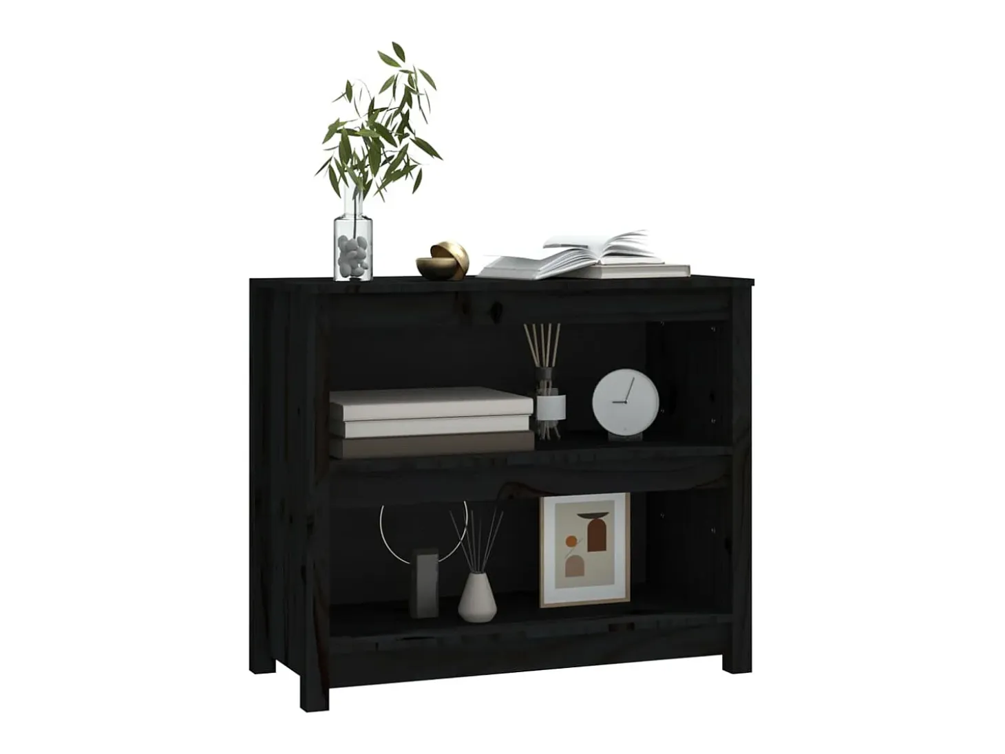 Laurens Estantería madera maciza de pino negra 80x35x68 cm