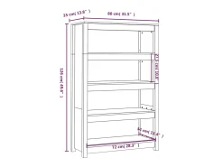 Laurens Estantería madera maciza de pino marrón miel 80x35x126 cm