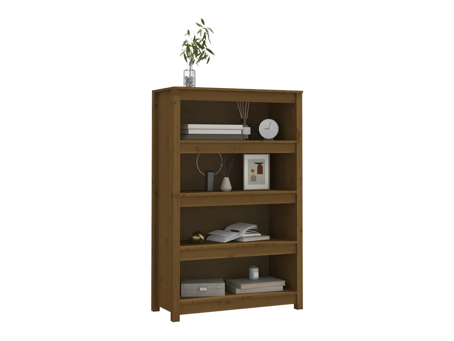 Laurens Estantería madera maciza de pino marrón miel 80x35x126 cm