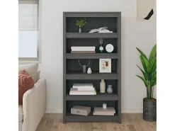 Laurens Estantería madera maciza de pino gris 80x35x154 cm