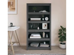 Laurens Estantería madera maciza de pino gris 80x35x154 cm