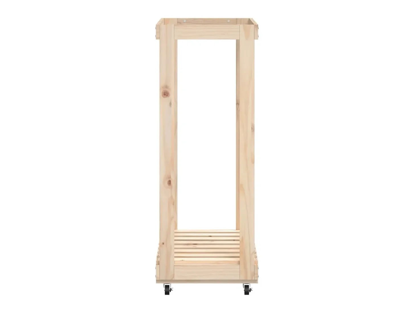 Leñero con ruedas madera maciza de pino 76,5x40x108 cm ES405012