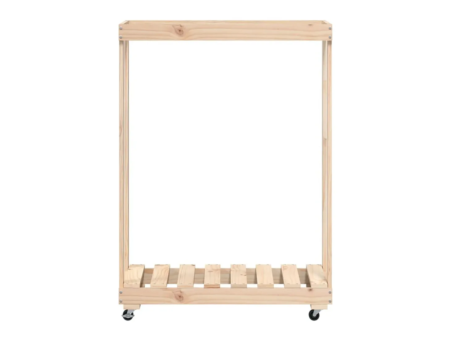 Leñero con ruedas madera maciza de pino 76,5x40x108 cm ES405012