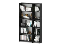 Librería - Estantería multifunción Negra 5 niveles 110X30x189cm - Para libros, juguetes y accesorios de oficina