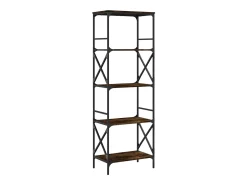Librería 5 estantes madera ingeniería roble ahumado 59x35x171cm