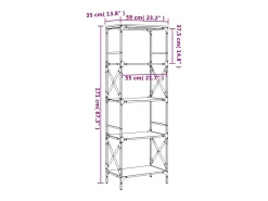 Librería 5 estantes madera ingeniería roble ahumado 59x35x171cm