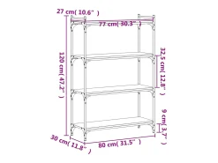 Librería 4 estantes madera ingeniería roble marrón 80x30x120 cm