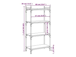 Librería 4 estantes madera ingeniería gris Sonoma 60x30x120 cm