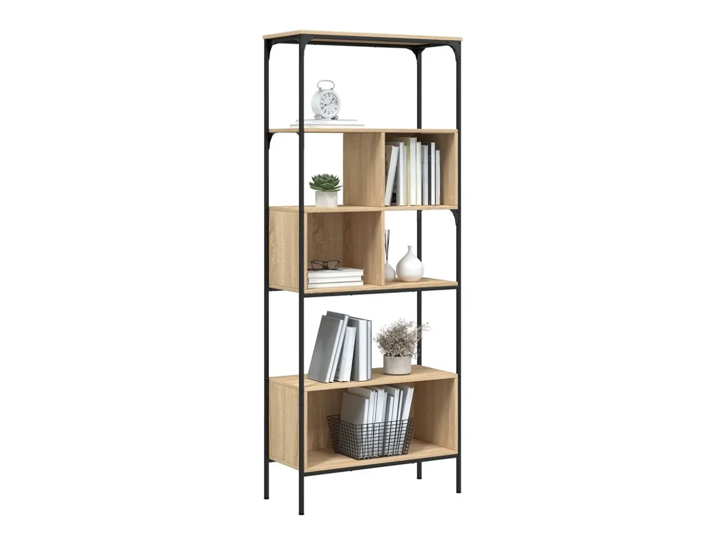 Librería 5 estantes madera de ingeniería roble 76x33x188,5 cm
