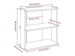 Librería 3 estantes madera ingeniería roble ahumado 60x30x60 cm