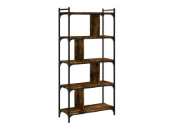 Librería 5 estantes madera ingeniería roble ahumado 76x32x158cm