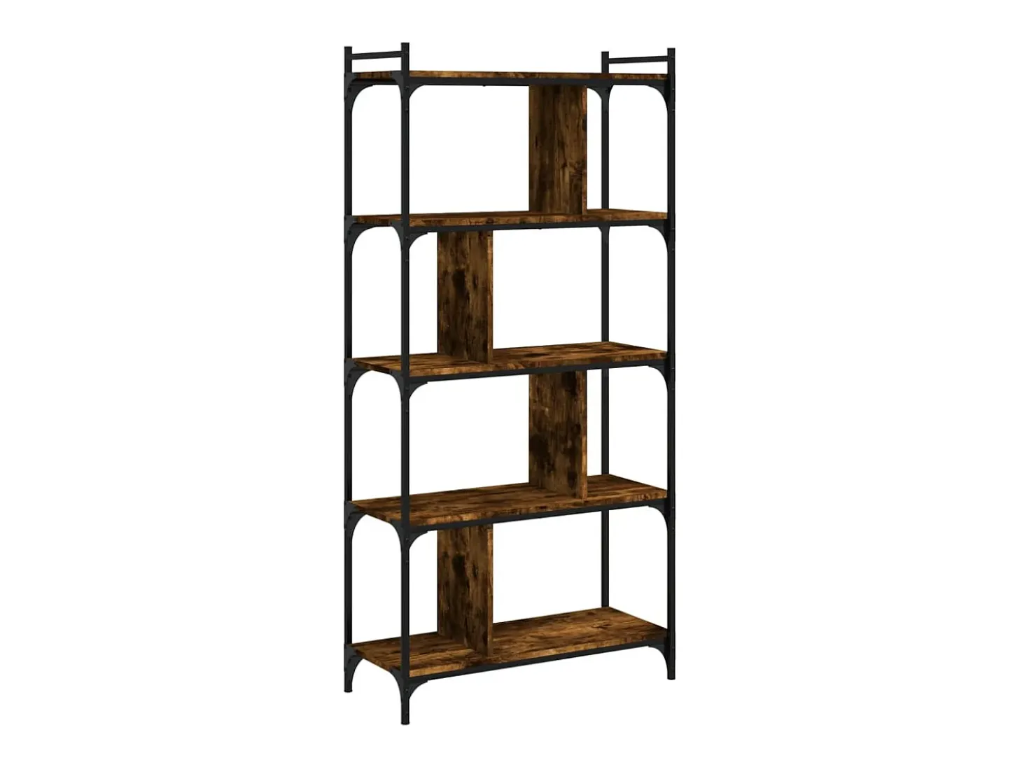 Librería 5 estantes madera ingeniería roble ahumado 76x32x158cm