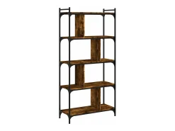 Librería 5 estantes madera ingeniería roble ahumado 76x32x158cm